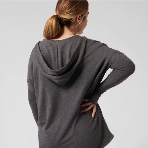 Athleta Purana Wrap assymetrical hem Sweatshirt Hoodie Cabernet/purple XS - Picture 3 of 10